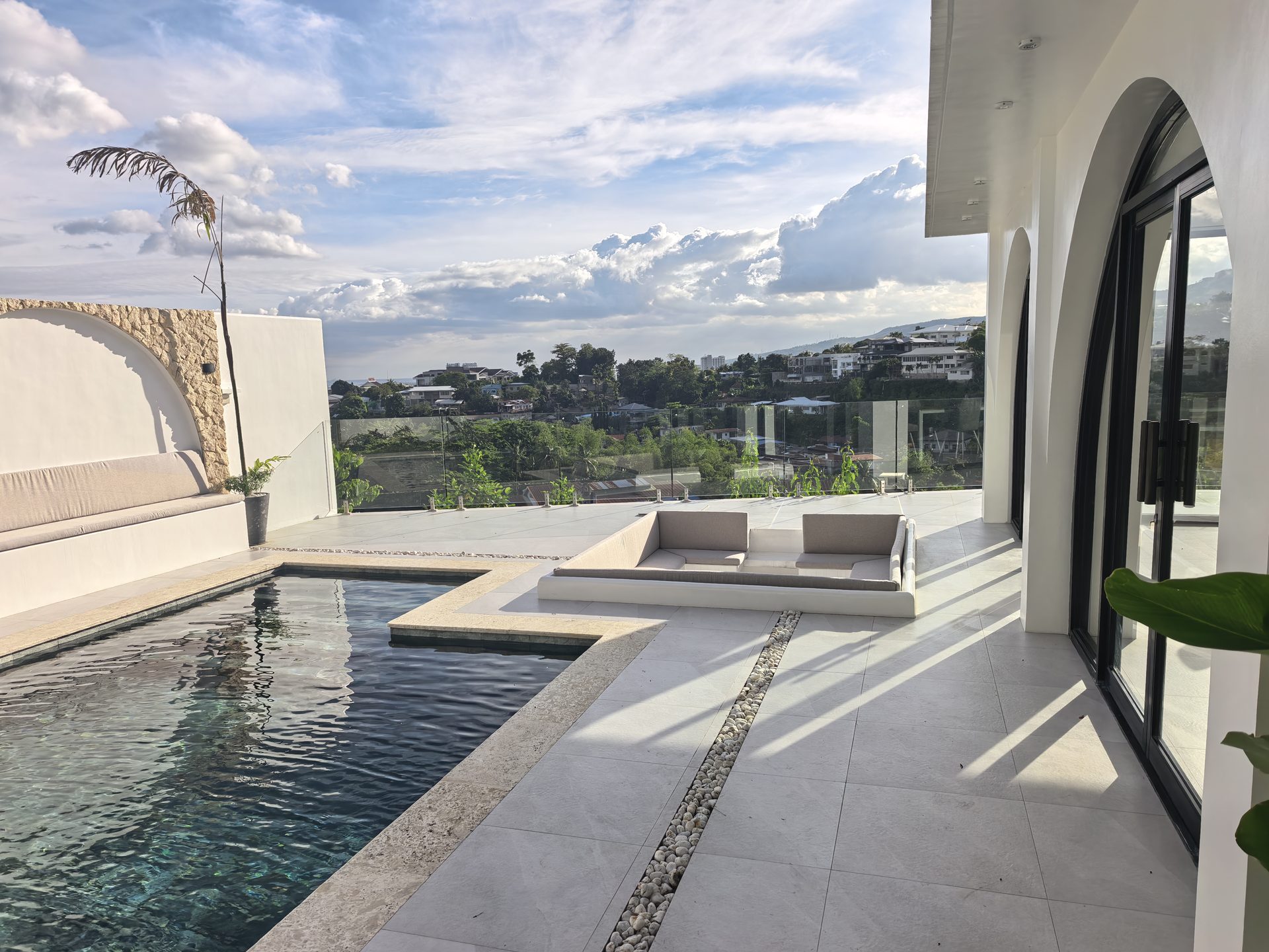 Pool deck with panoramic Cebu City views from Hacienda Salinas
